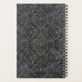 Vintage Lilie | Black Grunge Damask Custom Planer (Rückseite)