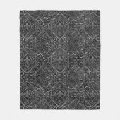 Vintage Lilie | Black Silver Grunge Damask Fleecedecke (Vorderseite)