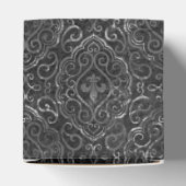 Vintage Lilie | Black Silver Grunge Damask Geschenkschachtel (Oben)