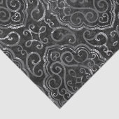 Vintage Lilie | Black Silver Grunge Damask Seidenpapier (Ausschnitt)