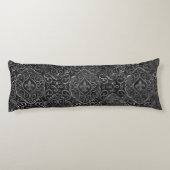 Vintage Lilie | Black Silver Grunge Damask Seitenschläferkissen (Rückseite)