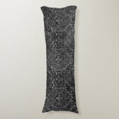 Vintage Lilie | Black Silver Grunge Damask Seitenschläferkissen (Vorderseite Vertikal)