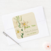 Vintage Lilie Blume Gastgeschenk Hochzeit danke Quadratischer Aufkleber (Umschlag)