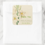 Vintage Lilie Blume Gastgeschenk Hochzeit danke Quadratischer Aufkleber (Tasche)