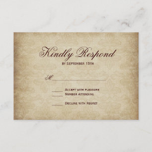 Vintage Lilie Damask RSVP Cards