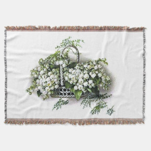 Vintage Lilie des Tal-Blumen-Korb-Afghanen Decke