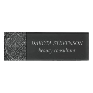 Vintage Lilie   Grunge Damask Branding Namenschild