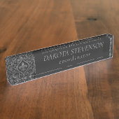 Vintage Lilie | Grunge Damask Branding Namensplakette (Seite)