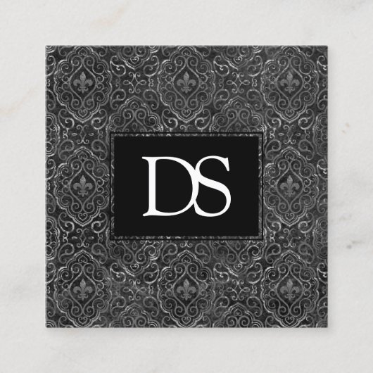 Vintage Lilie | Grunge Damask Monogram Telefonnummerkarte (Vorderseite)