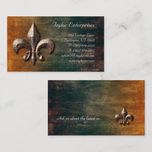 Vintage Lilie-Logo-Visitenkarte Visitenkarte (Vorne/Hinten)