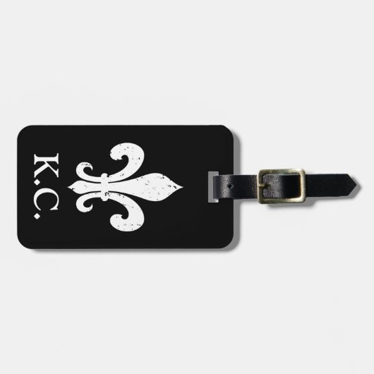 Vintage Lilie - Monogramm Reisegepäck Gepäckanhänger (Vorderseite horizontal)