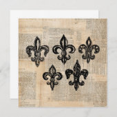 Vintage Lilie Symbole Fleur-de-lis Art Einladung (Vorne/Hinten)