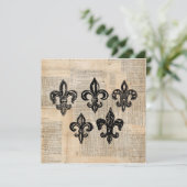 Vintage Lilie Symbole Fleur-de-lis Art Einladung (Stehend Vorderseite)