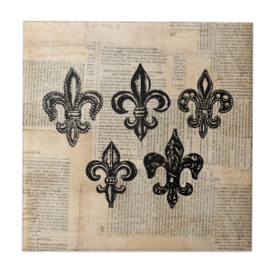 Vintage Lilie Symbole Fleur-de-lis Art Fliese