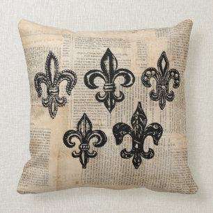 Vintage Lilie Symbole Fleur-de-lis Art Kissen
