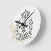 Vintage Lilie und Kronen-Uhr Runde Wanduhr (Winkel)