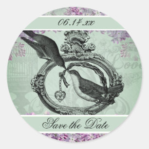 Vintage-Lilien-Anhänger Save-the-Date-Rundsticker Runder Aufkleber