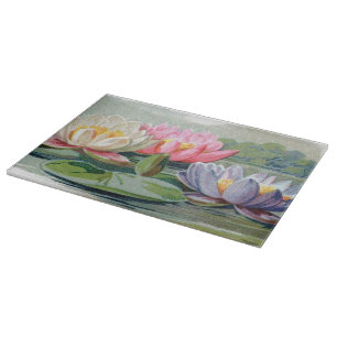 Vintage Lilien-Auflage-Teich-Lilien mit Blumen Schneidebrett