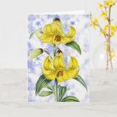 Vintage Lilien-Blume auf Pattern-Osterkarte Karte (Gelbe Blume)