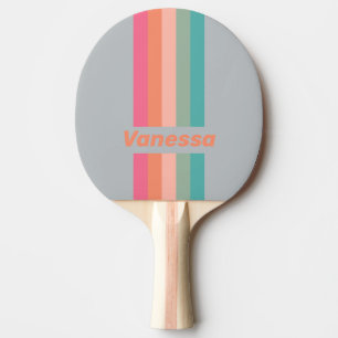 Vintage-Lilien-Lizenzanhänger gestreift mit Namen Tischtennis Schläger