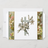 Vintage Lily Cross-katholische Hochzeit Einladung (Vorderseite)