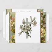 Vintage Lily Cross-katholische Hochzeit Einladung (Vorne/Hinten)