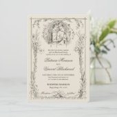 Vintage Lily Frame und Liebe Couple Wedding Einladung (Stehend Vorderseite)