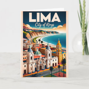 Vintage Lima Peru Stadtlandschaft Retro Reise Karte