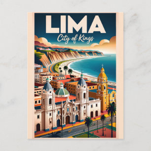 Vintage Lima Peru Stadtlandschaft Retro Reise Postkarte