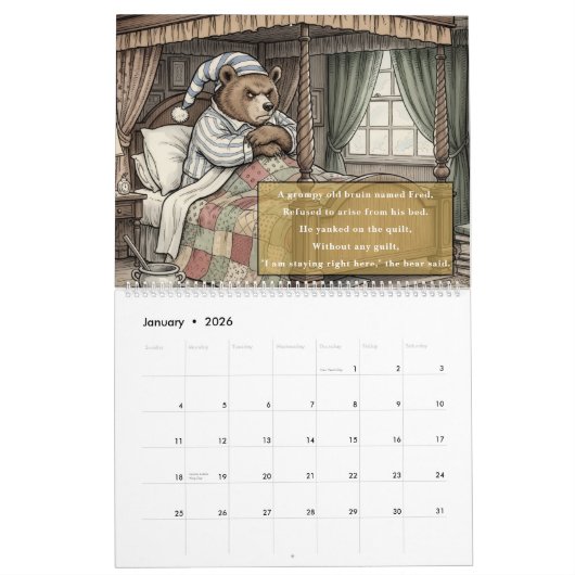 Vintage Limericks Whimsical Animals | Nonsense Kalender (Jan 2026)