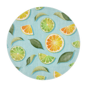 Vintage-Limette-Zitrone-Blau-Muster Schneidebrett