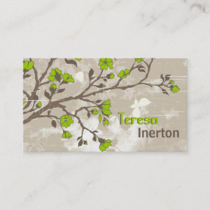 Vintage Limettengrün Blume Blumengrunge Taupe Visitenkarte