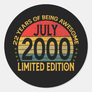 Vintage Limited Edition Birthday Decoration July Runder Aufkleber