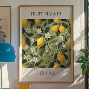 Vintage-Limonen-Fruchtmarkt-Druck   Botanische Kun Poster