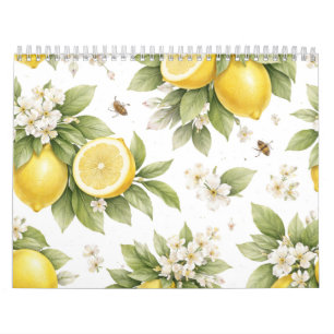 Vintage-Limonenblüten-Muster Cottagecore-Zitrusf Kalender