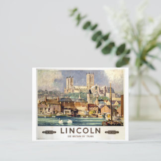 Vintage Lincoln Kathedrale Britische Eisenbahn Postkarte