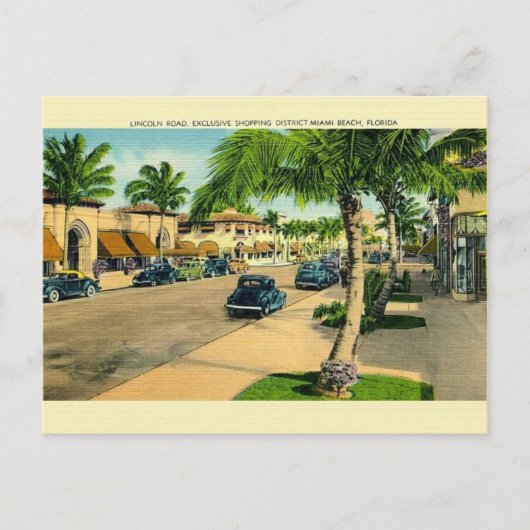 Vintage Lincoln Road Miami Beach Postcard Postkarte (Vorderseite)