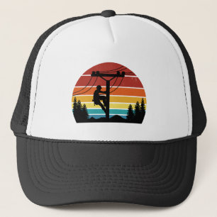 Vintage Lineman Sonnenuntergang Retro Trucker Hut Truckerkappe