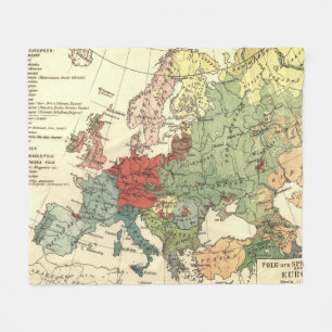 Vintage linguistische Karte von Europa (1907) Fleecedecke