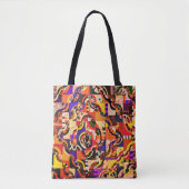 Vintage Linien Waves Abstrakt Art Malerei Tasche (Vorderseite)