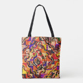 Vintage Linien Waves Abstrakt Art Malerei Tasche (Rückseite)