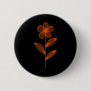 Vintage-Linolschnitt-Blumendesign in Orange und La Button