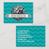 Vintage Lion & Blue Zickzack Modern Business Card Visitenkarte (Vorne/Hinten)