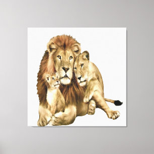 Vintage Lion Family Art Museum Leinwanddruck