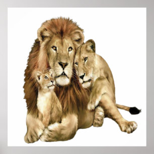 Vintage Lion Family Art Museum Poster