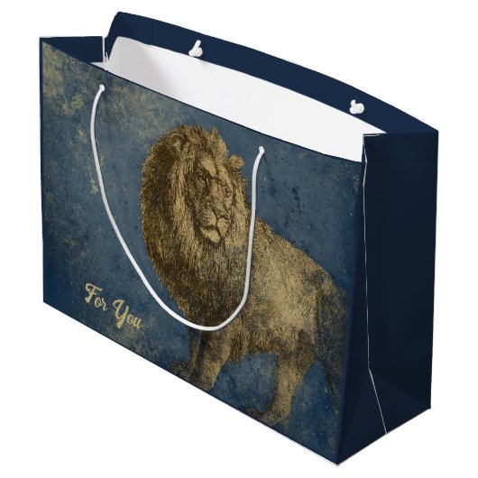 Vintage Lion Große Geschenktüte (Rückseite Schrägansicht)