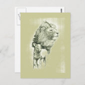 Vintage Lion & Lamb Postkarte (Vorne/Hinten)