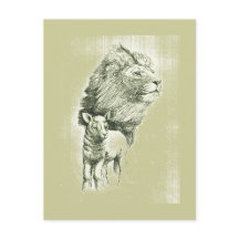 Vintage Lion & Lamb Postkarte