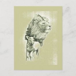 Vintage Lion & Lamb Postkarte