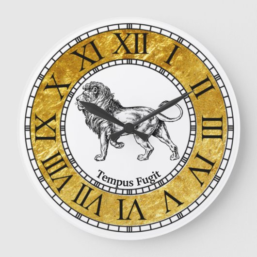 Vintage Lion Personalize Große Wanduhr (Vorderseite)